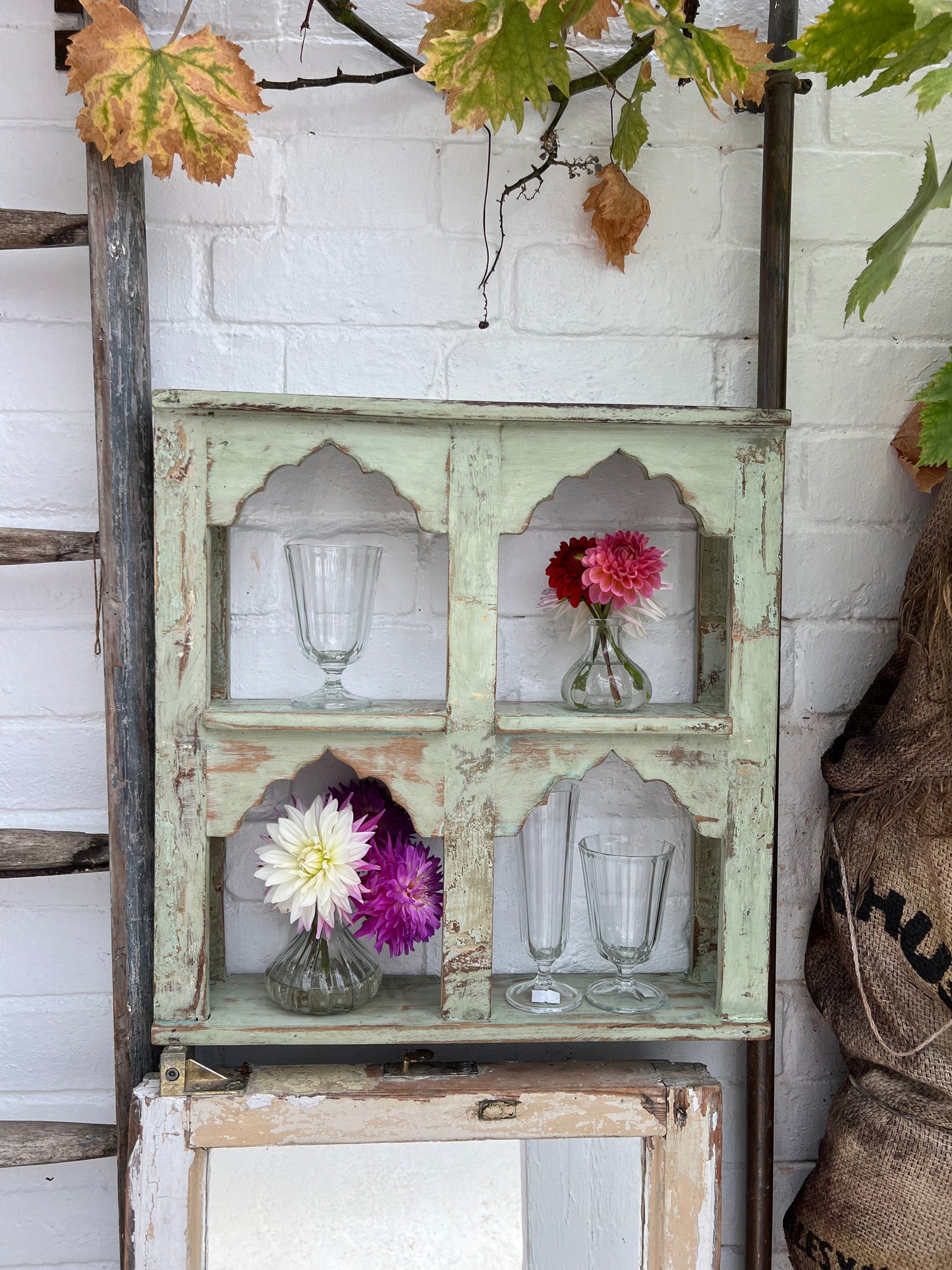 RECLAIMED PAINTED INDIAN WOODEN SHELVES