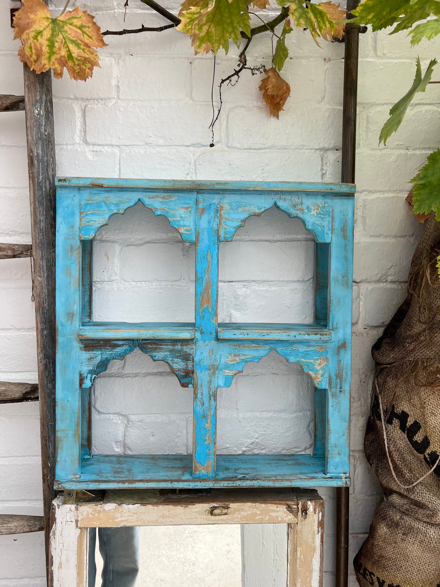 RECLAIMED PAINTED INDIAN WOODEN SHELVES