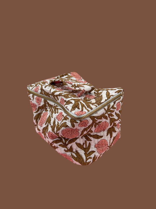 APRICOT PRINT COSMETIC BAG