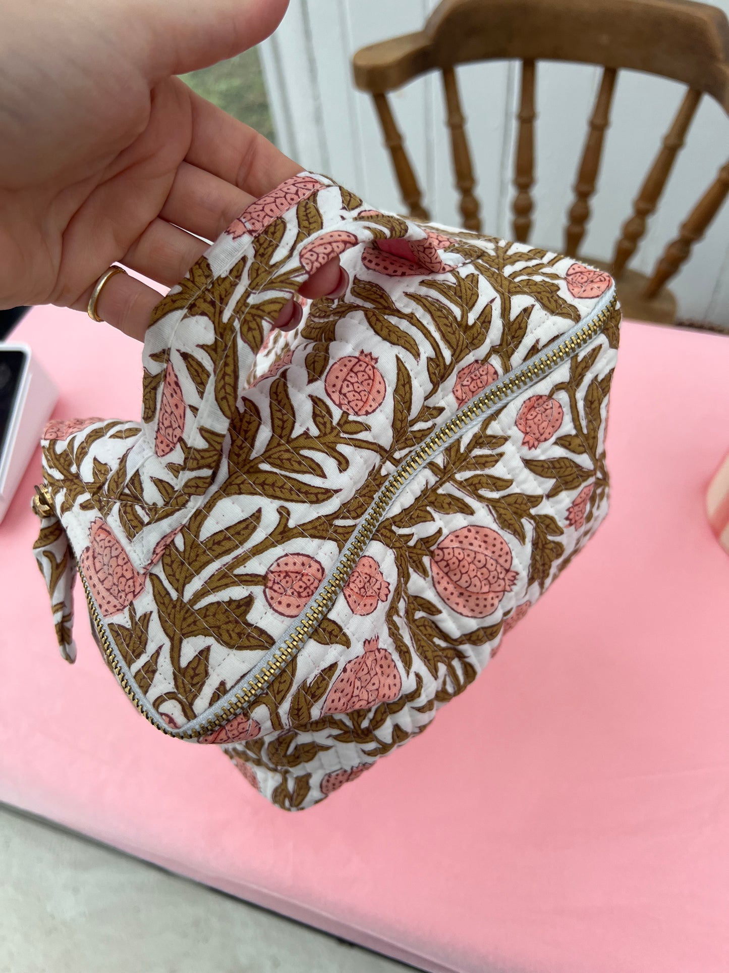 APRICOT PRINT COSMETIC BAG