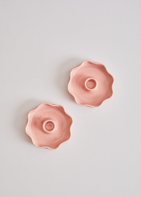 SCALLOP PINK CANDLE HOLDER